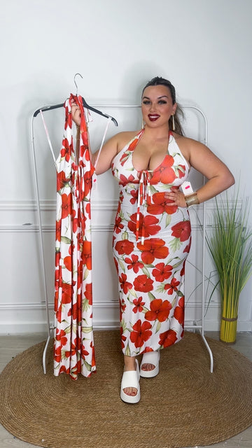 Vestido flores rojas
